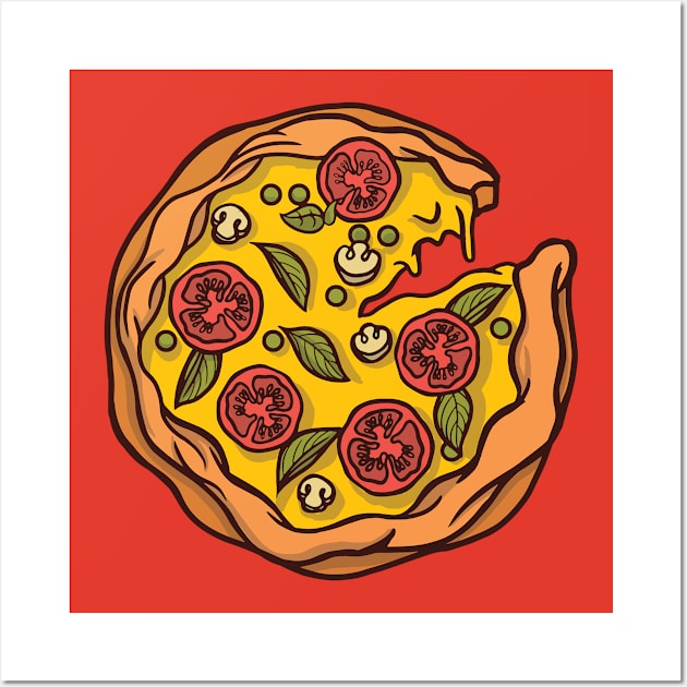 Cute Pizza Illustration Wall Art by SLAG_Creative